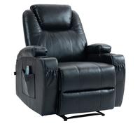 Sillón galena con función de masaje simil cuero negro 94x83x105 cm