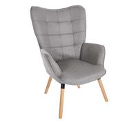 CLP Sillón Garding Tapizado En Tela con Patas De Madera I Silla Relax con Reposabrazos & Respaldo Alto, Color:Gris
