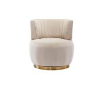 Sillón giratorio 360° - moderno, redondo, terciopelo suave, respaldo cómodo - beige