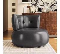 Sillón giratorio de 360°, moderno sofá redondo tapizado con marco de madera maciza para comodidad en la sala de estar