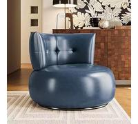 Sillón giratorio de 360°, moderno sofá redondo tapizado con marco de madera maciza para comodidad en la sala de estar