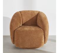 Sillón giratorio de tejido de poliéster aterciopelado marrón canela