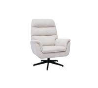 Sillón giratorio de tela chenilla beige y metal negro JONAH