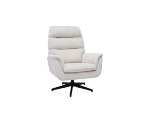 Sillón giratorio de tela chenilla beige y metal negro JONAH