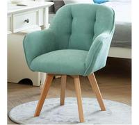 Sillón giratorio de terciopelo azul moderno de tela con patas de madera resistentes, para escritorio de comedor o asiento tapizado