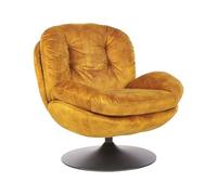 Sillón giratorio de terciopelo con asiento acolchado base simple estilo vintage amarillo Nolvik