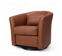 Sillón giratorio giratorio 360° de piel sintética de alta calidad, sillas redondas acolchadas con espacio de almacenamiento, sillón moderno de relax con aspecto de terciopelo para dormitorio