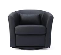Sillón giratorio giratorio 360° de piel sintética de alta calidad, sillas redondas acolchadas con espacio de almacenamiento, sillón moderno de relax con aspecto de terciopelo para dormitorio