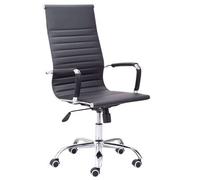 Letter, Silla Giratoria de Oficina, Despacho o Estudio, Acabado en Símil Piel Negro, Medidas: 64 cm (Ancho) x 64 cm (Fondo) x 106-116 cm (Alto)