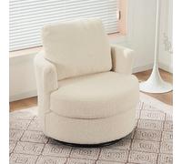 Sillón giratorio para acurrucarse, silla de bañera con almohada y cojín grueso, cómodo sillón redondo para sala de estar y dormitorio