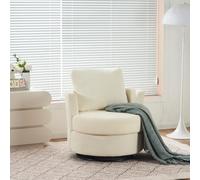 Sillón giratorio para acurrucarse, silla de bañera con almohada y cojín grueso, cómodo sillón redondo para sala de estar y dormitorio
