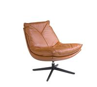 Sillón giratorio tapizado en piel de origen vacuno. estructura de patas en acero macizo pintado en epoxy color negro.