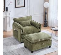 Sillón grande XXL de terciopelo con reposapiés ajustable, bolsillos laterales y taburete integrado, diseño extraancho, capacidad de carga de 250 kg, tela de chenilla respetuosa con la piel, para salón