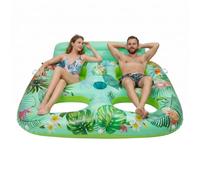 Sillón hinchable XXL para piscina para 2 personas, para piscinas de adultos | Colchón hinchable para piscina con soporte para copas y compartimento de hielo, tumbona para parejas, para piscina de verano