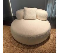 Sillón individual auxiliar, sillas redondas con cojín, sofá cama Teddy Lazy Sofa de estilo nórdico, sencillo y creativo, ideal for habitación infantil, dormitorio, lectura u oficina(B,80x68cm)