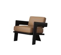 Sillón Individual Retro Minimalista De Madera De Fresno con Tablero De Roca Negra, Sillón Ergonómico For Cafetería, Hotel, Vestíbulo, Oficina(L)