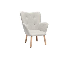 Sillón infantil escandinavo de tela efecto terciopelo beige y madera clara BABY BRISTOL