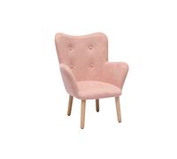 Sillón infantil escandinavo de terciopelo rosa y madera clara BABY BRISTOL