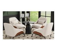 Sillón italiano moderno, tapizado de cuero sintético, marco de madera maciza, patas de acero al carbono, elegante asiento de salón para oficina en casa, hotel, decoración de sala de estar