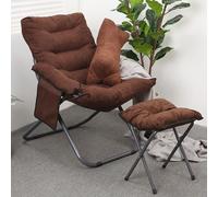 UZSPAC Sillon Lectura con Reposapies Sillones Relax Silla Plegable con Respaldo Ajustable Butacas de Salon para Salón Dormitorio Oficina (Color : Brown)