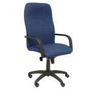 Sillón Letur con mecanismo Basculante avanzado tapizada con Tela color Azul marino. Equipado con Base poliamida negra, Brazos fijos y Ruedas de nailon 50 mm