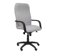 Sillón Letur con mecanismo Basculante avanzado tapizada con Tela color Gris. Equipado con Base poliamida negra, Brazos fijos y Ruedas de nailon 50 mm