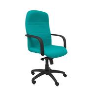 Sillón Letur con mecanismo Basculante avanzado tapizada con Tela color Turquesa. Equipado con Base poliamida negra, Brazos fijos y Ruedas de nailon 50 mm