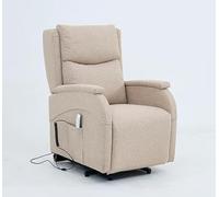 Sillón Levanta Personas Eléctrico | 2 Motores Independientes | Función Reclinable, Elevación de Pies | Desenfundable | Ruedas con Bloqueo | Ergonomía, Máximo Confort | Medidas 108x68x96/163cm (Beige)