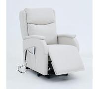 Sillón Levanta Personas Eléctrico | 2 Motores Independientes | Función Reclinable, Elevación de Pies | Desenfundable | Ruedas con Bloqueo | Máximo Confort | Medidas 108x68x96/163cm (Beige Claro)