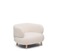 Sillón Luisa en tela bou olor crudo y madera maciza de haya, 90 cm.