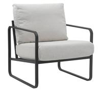 CLP Sillón Relax Manea Tapizado En Polipiel o Tela I Silla Ancha con Base Metálica I Poltrona Elegante & Acolchada, Color:Crema, Material:Tela