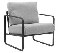 CLP Sillón Relax Manea Tapizado En Polipiel o Tela I Silla Ancha con Base Metálica I Poltrona Elegante & Acolchada | Color Gris Claro Material Tela