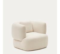 Sillón Martina en piel de cordero color crudo con cojín