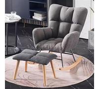 Sillón Mecedor con Otomana, Moderno Sillón Reclinable De Tela De Mediados De Siglo, Sofá De Ocio, Principios De Diseño De Trineo. 2