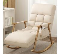 Sillón mecedor de Interior, sillón reclinable, sillón de Gravedad Cero, sillón reclinable con Bolsillo Lateral para Sala de Estar, Dormitorio (Color: Beige, tamaño: Patas Doradas)