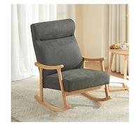 Sillón mecedor moderno de mediados de siglo para sala de estar, cómodo sillón reclinable con marco de madera maciza, silla de lectura individual de tela