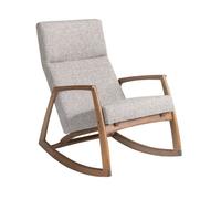 Ángel Cerdá - Sillón Mecedora Tela Gris - 68 x 90 x 96 cm con Estructura de Madera Nogal - Confort Vanguardista, Relajación Atemporal, Sillón Mecedora para Salón