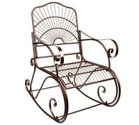 Sillón Mecedora Marrón Resistente al Óxido, Respaldo de para Patio, Porche, Jardín y