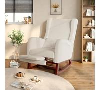 Sillón mecedora, sillón de relax con reposapiés, sillón de lactancia, silla basculante con cojín lumbar y 2 bolsillos laterales, silla de lectura cómoda de madera para salón, dormitorio, balcón