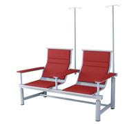 Sillón Médico para Terapia IV y Flebotomía, Banco de Espera de 2 Plazas para Extracción de Sangre con Soporte para Suero, para Hospitales, Clínicas y Consultorios(Red)