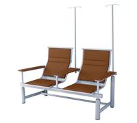 Sillón Médico para Terapia IV y Flebotomía, Banco de Espera de 2 Plazas para Extracción de Sangre con Soporte para Suero, para Hospitales, Clínicas y Consultorios(Brown)