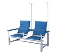 Sillón Médico para Terapia IV y Flebotomía, Banco de Espera de 2 Plazas para Extracción de Sangre con Soporte para Suero, para Hospitales, Clínicas y Consultorios(Blue)