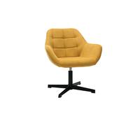 Sillón moderno con tejido efecto aterciopelado amarillo mostaza y metal negro MAXINE