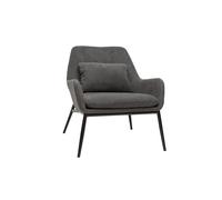 Sillón moderno con tejido efecto aterciopelado gris oscuro y metal negro MAXINE
