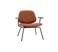 Sillón moderno de borreguillo color terracota, metal negro y madera oscura BARNET