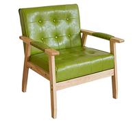 Sillón moderno de cuero para sala de estar, silla decorativa de mediados de siglo con reposabrazos y botón, diseño elegante tapizado verde para dormitorio y área de recepción