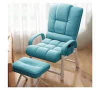 Sillón moderno de mediados de siglo con reposapiés y otomana, color azul, ideal para sala de estar, oficina, espacios pequeños, reclinable, sofá individual, silla de club