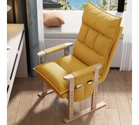 Sillón moderno de mediados de siglo con respaldo ajustable, patas de madera para sala de estar, dormitorio, color amarillo (A)