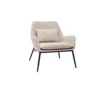 Sillón moderno de tejido efecto aterciopelado beige y metal negro MAXINE