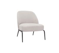 Sillón moderno de tejido efecto aterciopelado texturizado beige y metal negro BREGO